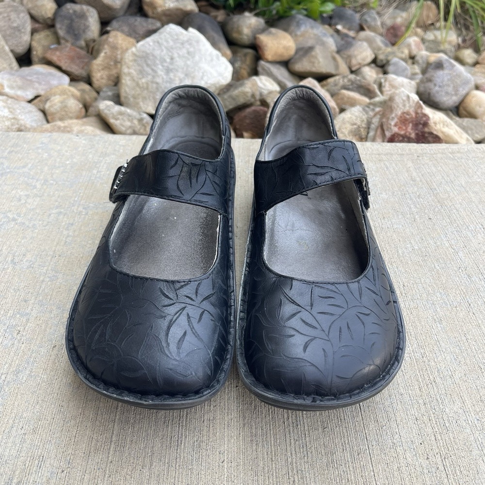 Alegria Paloma Mary Jane‎ Shoes Women's Size 42 Black Embossed Leather